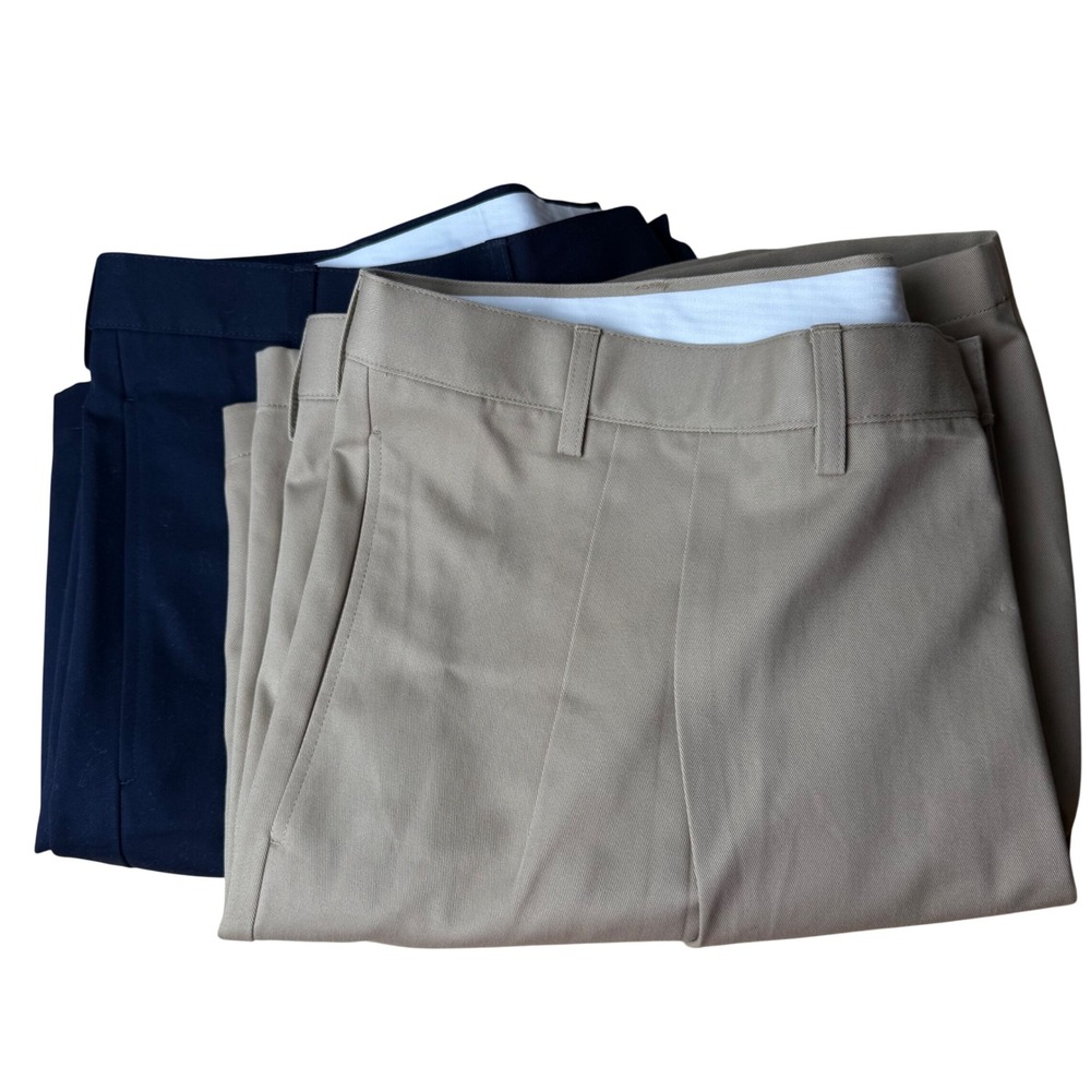 2 Pack Lands' End‎ Mens Chino Shorts 44 Traditional Dbl Pleated Old Money Golf